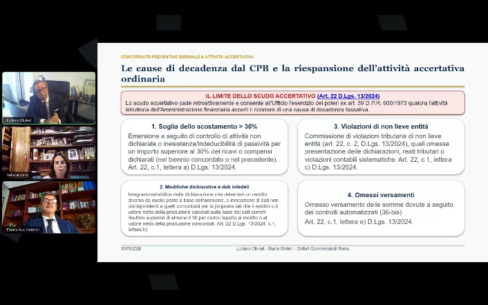 Intervento del Dott. Luciano Olivieri sulle cause di decadenza dal CPB
